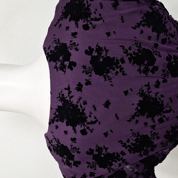 Nicole Miller NEW Purple Whimsigoth Witchy Ruched Burnout Velvet Fairy Top Sz. M - Picture 6 of 13